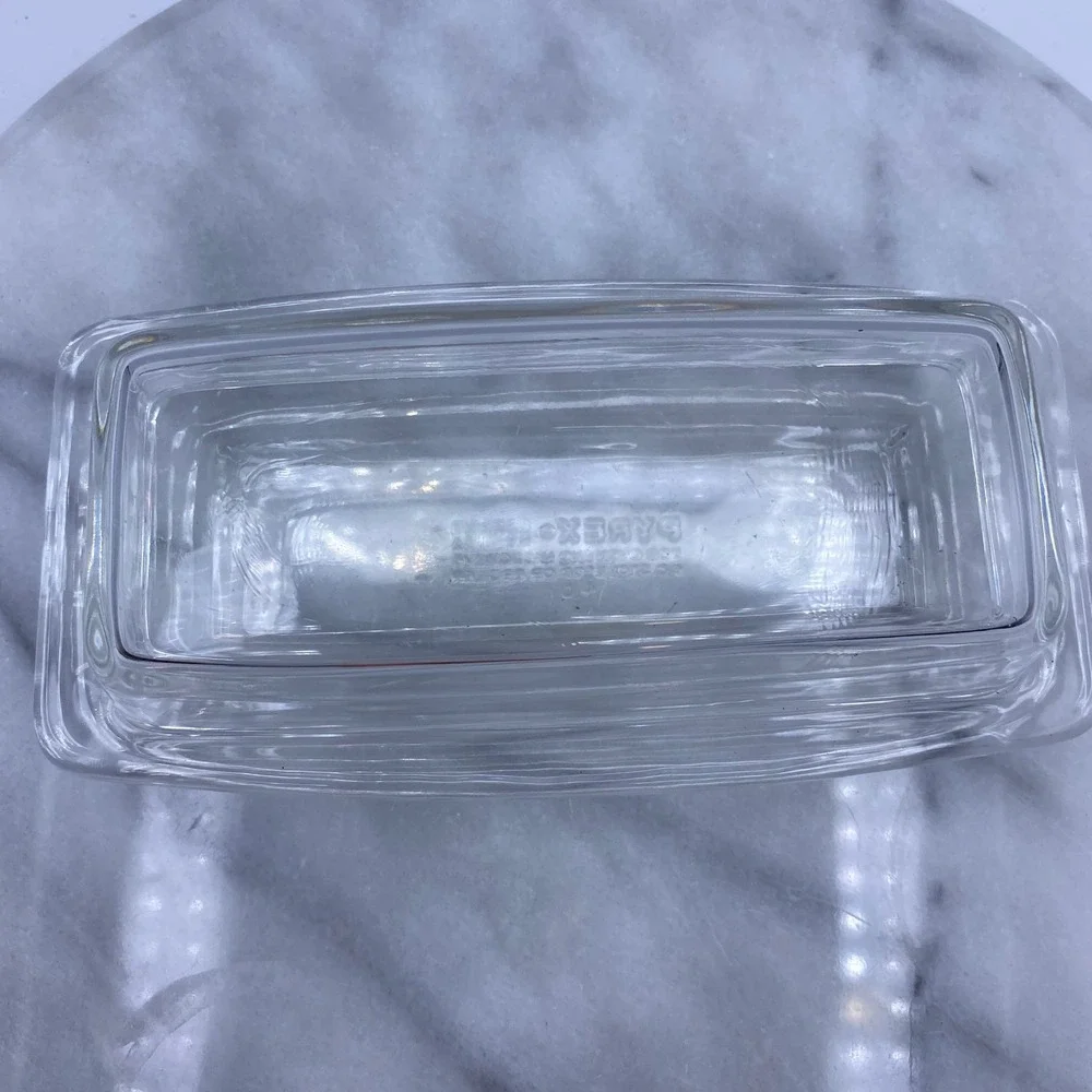 Vintage Pyrex Butter Dish Lid Clear Glass 72-B Rectangular USA Retro Kitchen MCM
